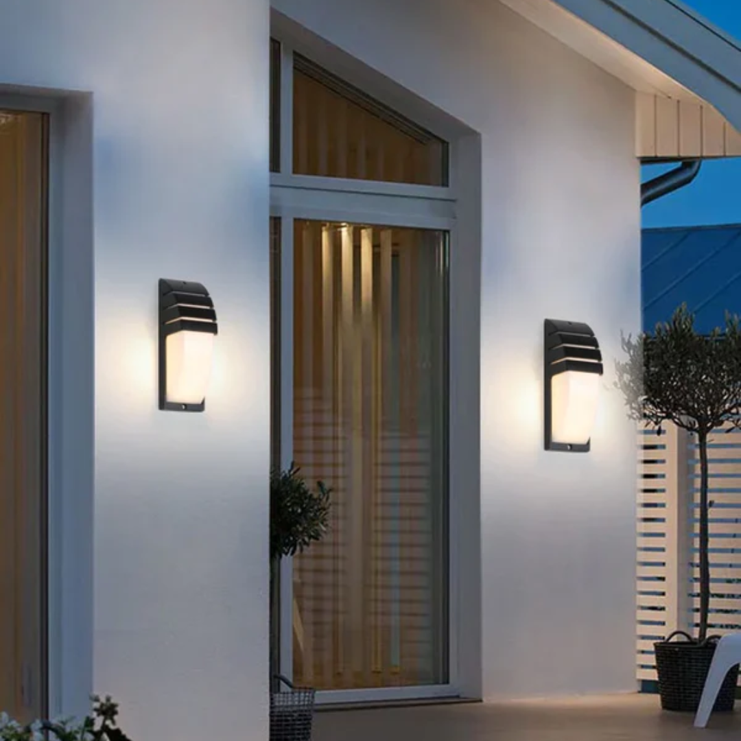 Moktan Sabai Outdoor LED Wall Light with Motion Sensor IP65 Waterproof Black Cold White