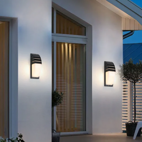Moktan Sabai Outdoor LED Wall Light with Motion Sensor IP65 Waterproof Black Cold White