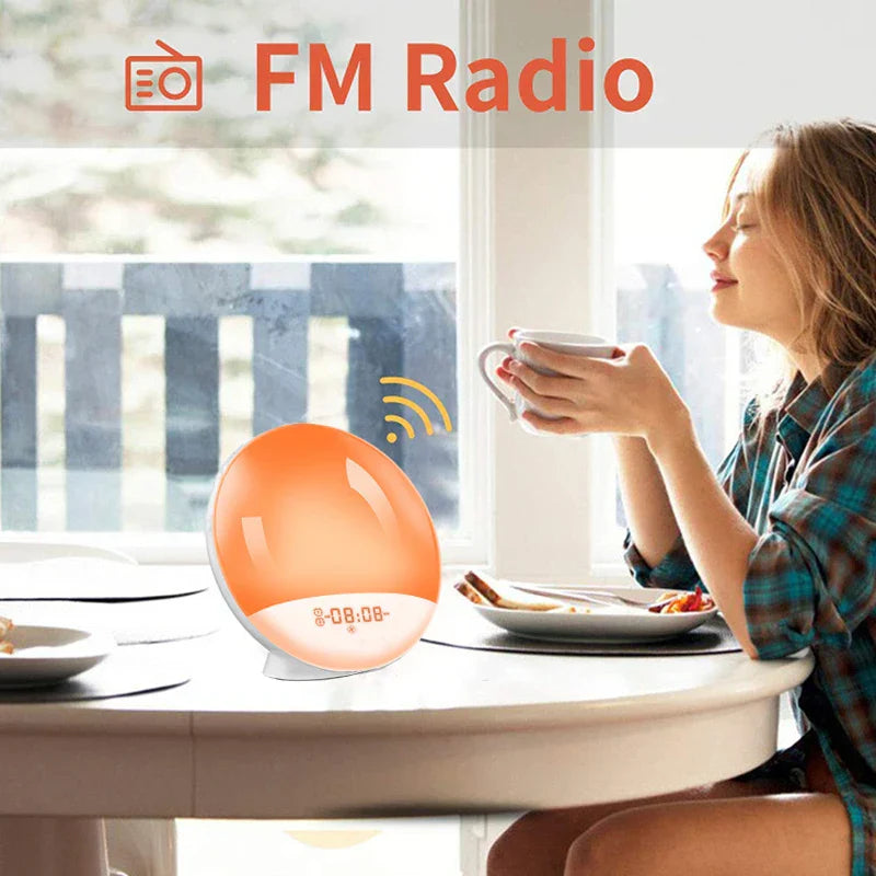 Moktan Sabai Sunrise Alarm Clock with FM Radio Wake Up Light LED Night Lamp