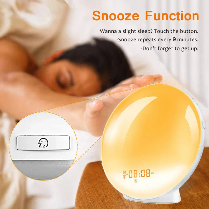 Moktan Sabai Sunrise Alarm Clock with FM Radio Wake Up Light LED Night Lamp
