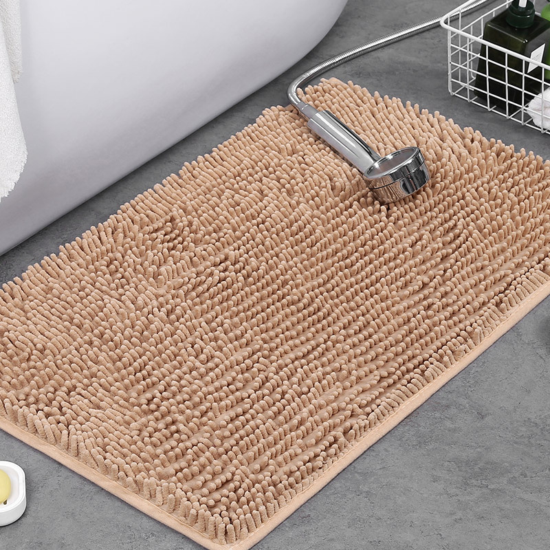 Moktan Sabai Chenille Absorbent Bath Mat Non-Slip Soft Bathroom Rug Machine Washable Brown 50×80 cm 19.5×31.5 inches