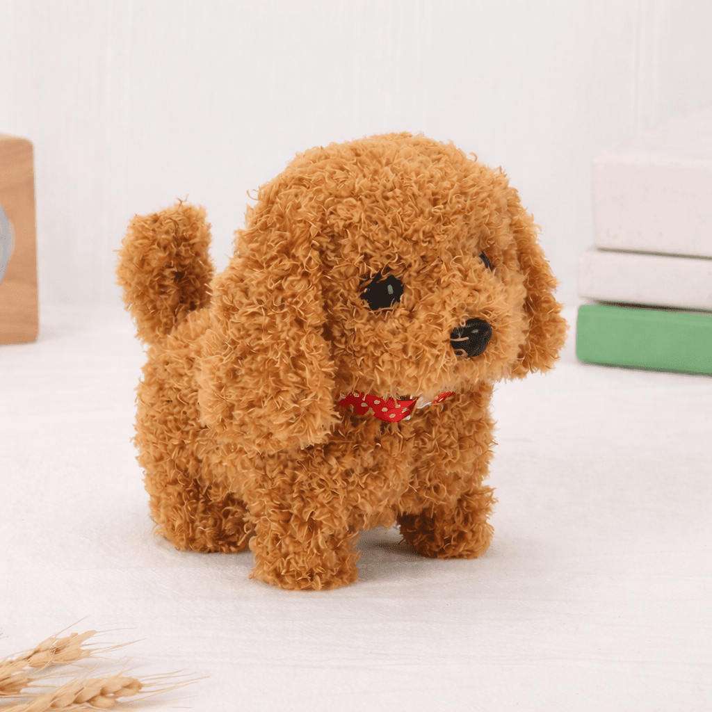 Moktan Sabai Interactive Puppy Plush Toy Walking Barking Electronic Dog Toy for Kids Brown