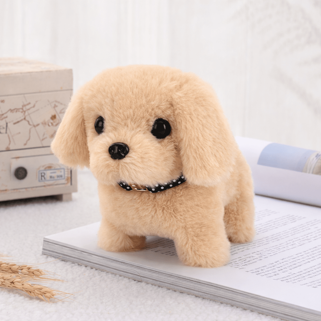 Moktan Sabai Interactive Puppy Plush Toy Walking Barking Electronic Dog Toy for Kids Light Brown