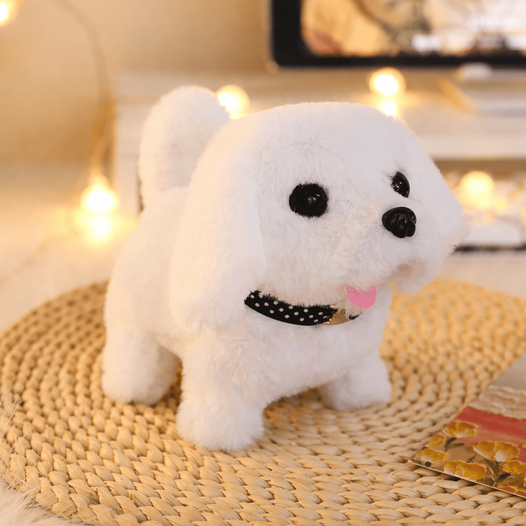 Moktan Sabai Interactive Puppy Plush Toy Walking Barking Electronic Dog Toy for Kids White