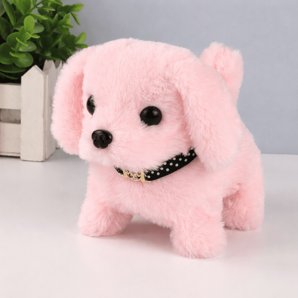 Moktan Sabai Interactive Puppy Plush Toy Walking Barking Electronic Dog Toy for Kids Pink
