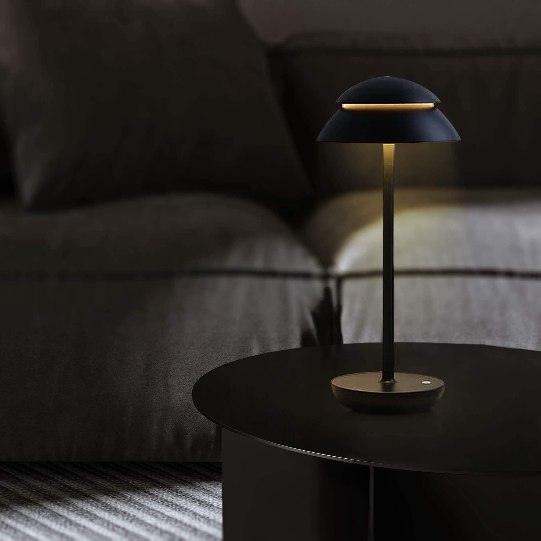 Moktan Sabai Portable Cordless Table Lamp with Adjustable Brightness – Battery Operated Minimalist Design for Home and Travel Black