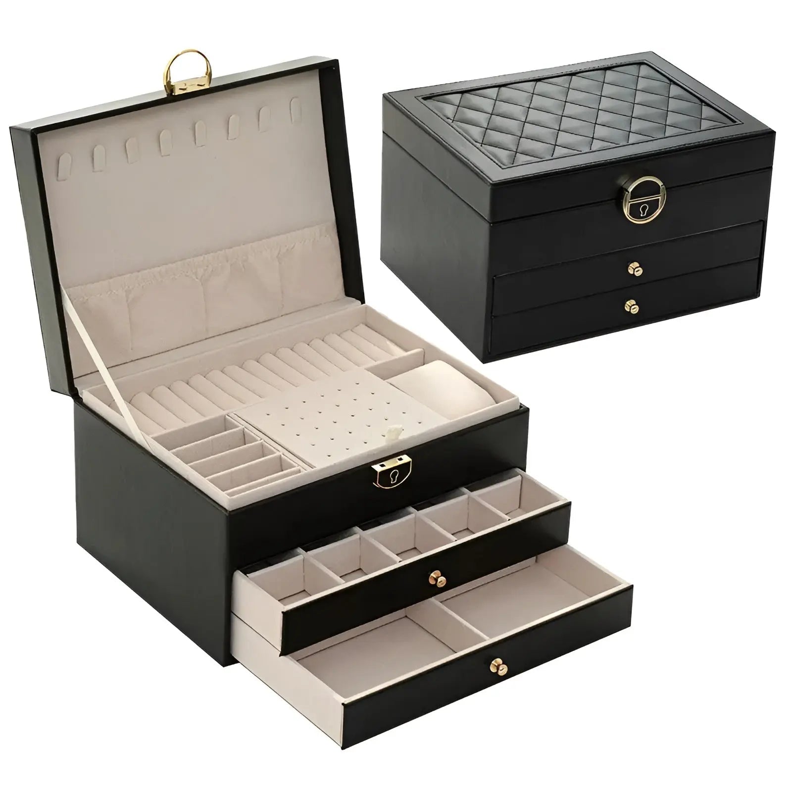 Moktan Sabai PU Leather Jewelry Box Organizer Multi Layer Jewelry Storage Case with Compartments