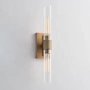 Moktan Sabai 23" Brass Glass Wall Sconce 2-Light E12 Modern Vanity Light Lacquered Brass