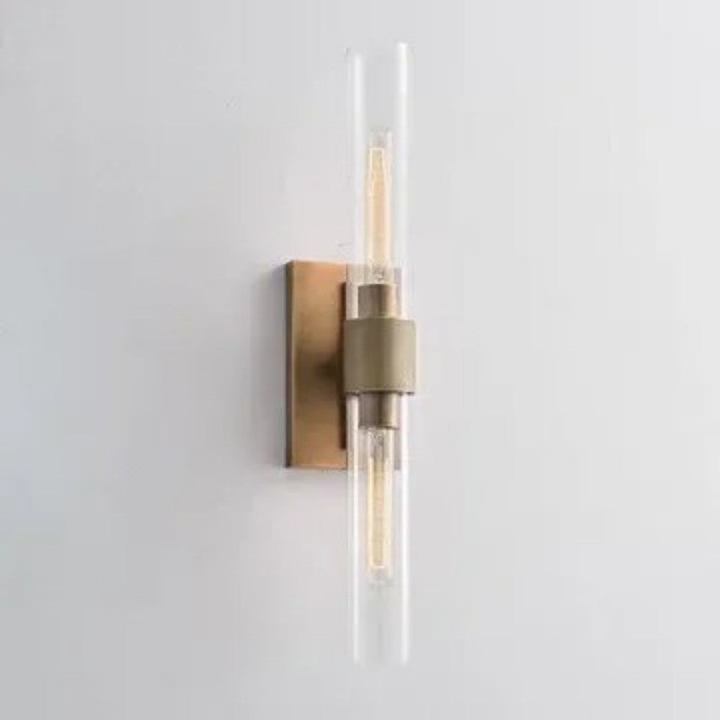 Moktan Sabai 23" Brass Glass Wall Sconce 2-Light E12 Modern Vanity Light Lacquered Brass