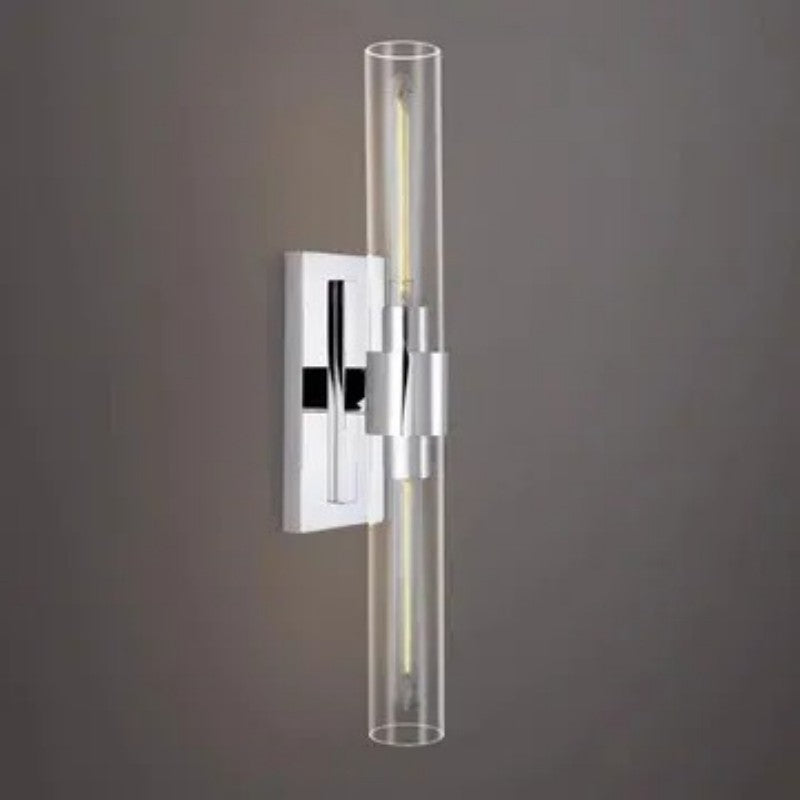 Moktan Sabai 23" Brass Glass Wall Sconce 2-Light E12 Modern Vanity Light Polished Nickel