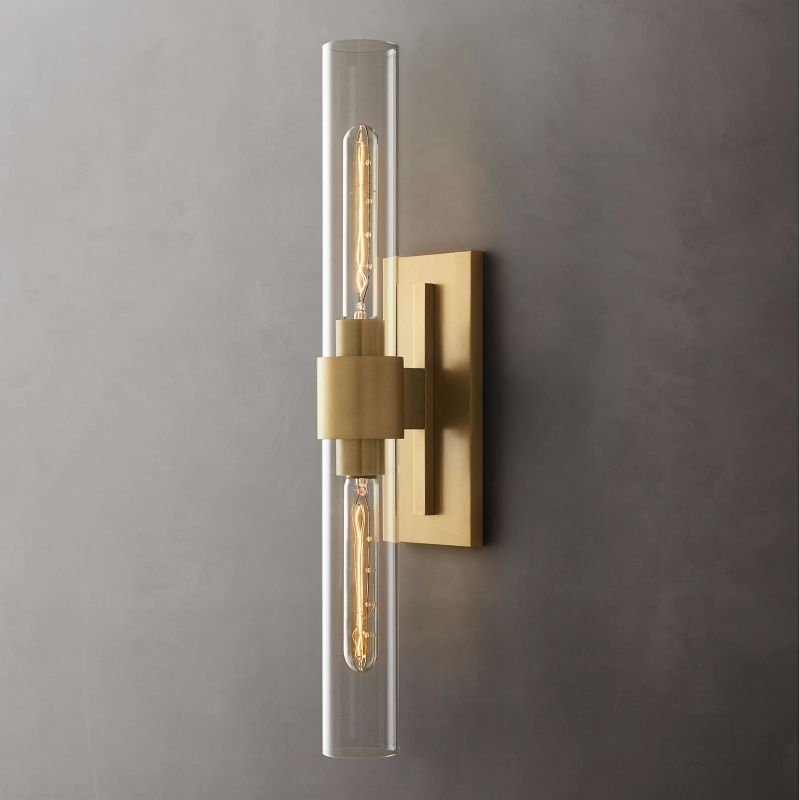 Moktan Sabai 23" Brass Glass Wall Sconce 2-Light E12 Modern Vanity Light