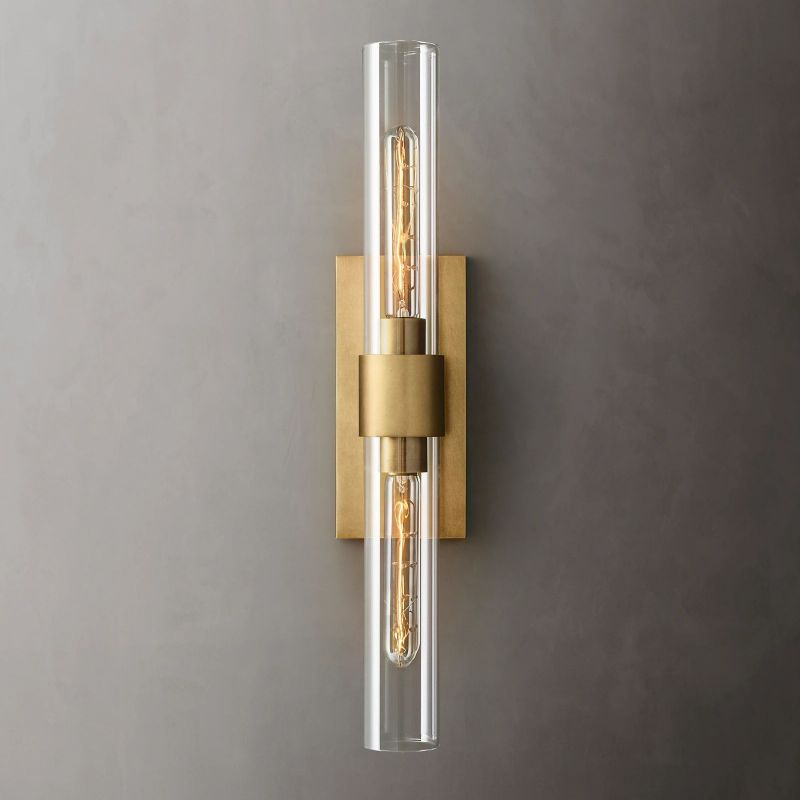 Moktan Sabai 23" Brass Glass Wall Sconce 2-Light E12 Modern Vanity Light