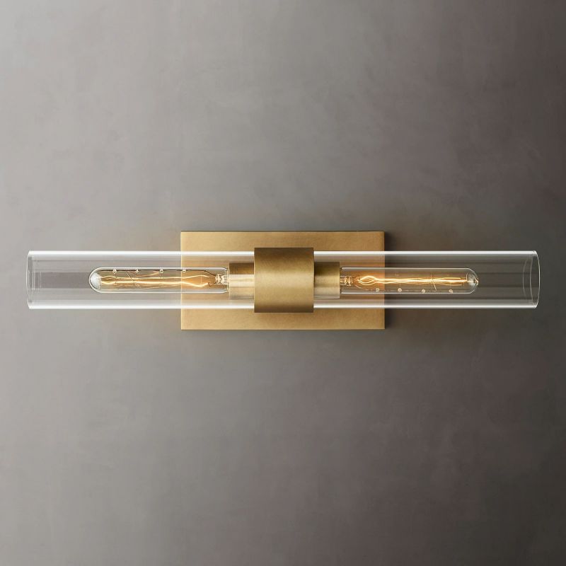 Moktan Sabai 23" Brass Glass Wall Sconce 2-Light E12 Modern Vanity Light