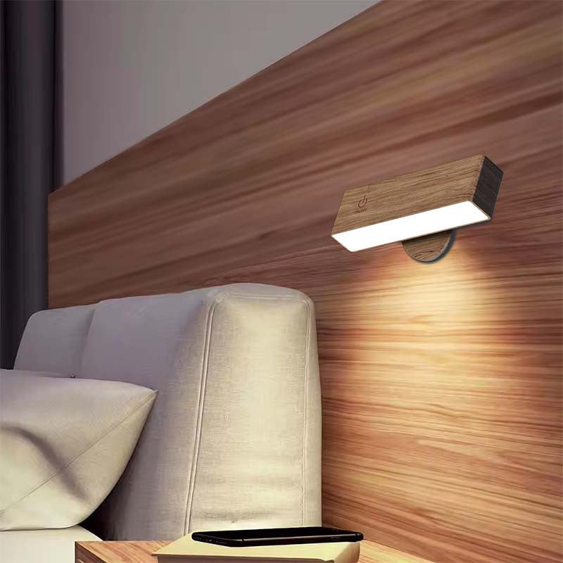 Moktan Sabai Rechargeable Wall Sconce with Remote Control – Adjustable Brightness Wood Wall Light for Versatile Lighting Brown