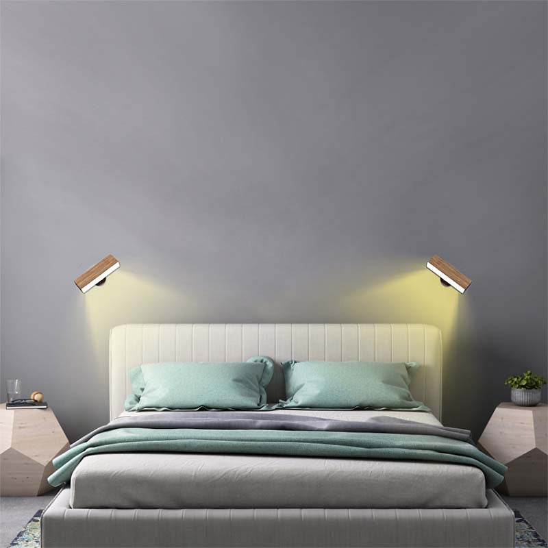 Moktan Sabai Rechargeable Wall Sconce with Remote Control – Adjustable Brightness Wood Wall Light for Versatile Lighting