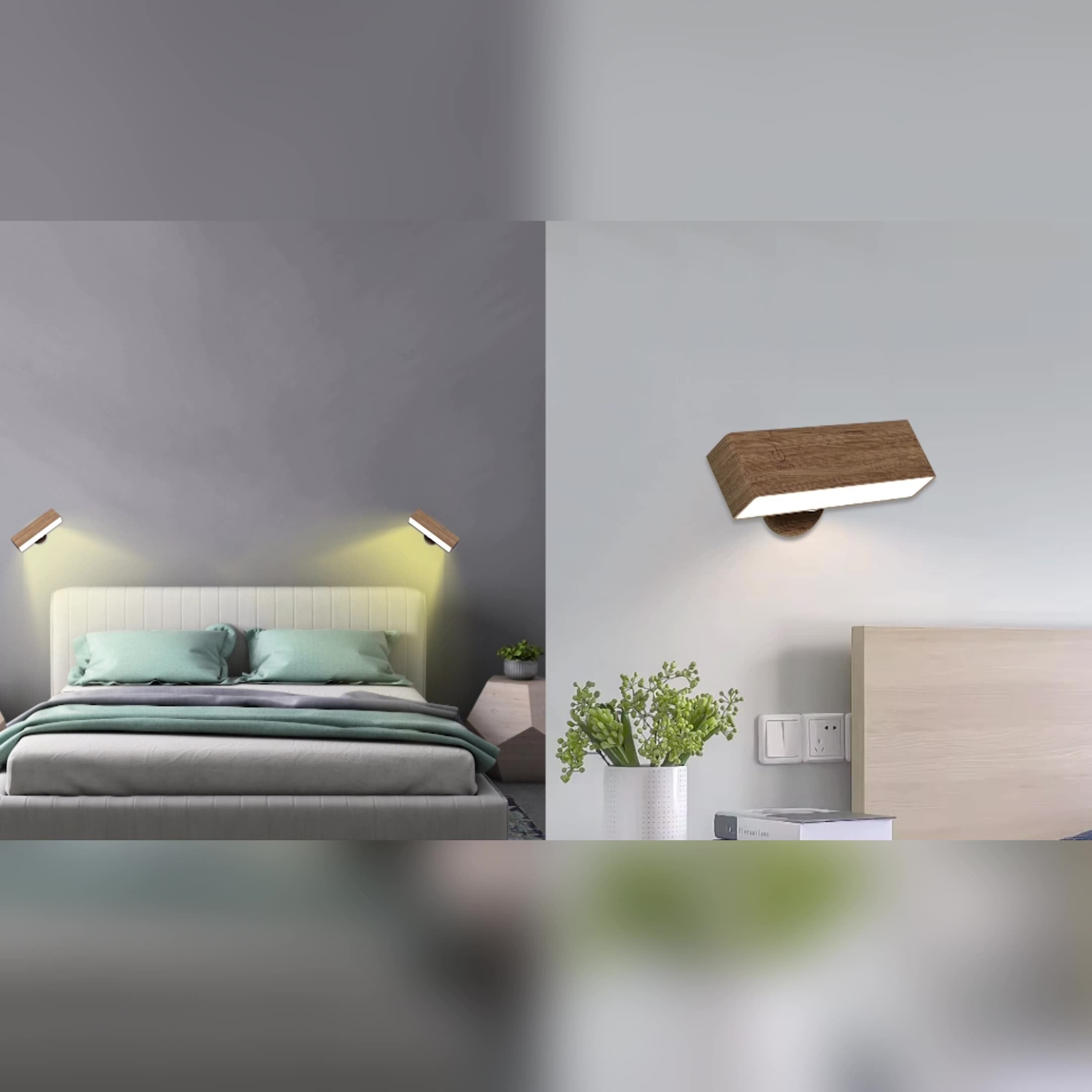 Moktan Sabai Rechargeable Wall Sconce with Remote Control – Adjustable Brightness Wood Wall Light for Versatile Lighting