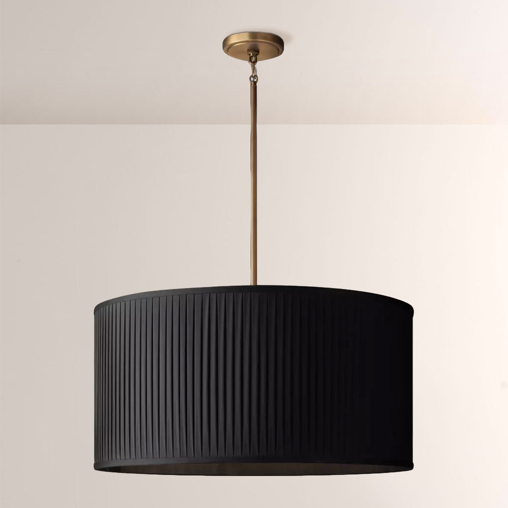 Moktan Sabai 19 Silk Drum Pendant Light 3-Light E26 Brass Bronze Fixture Polished Nickel 19"