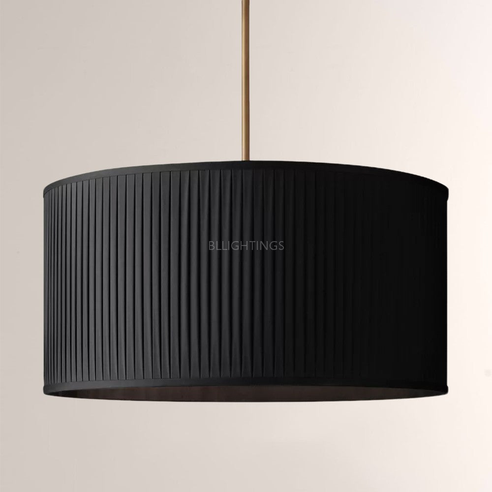 Moktan Sabai 19 Silk Drum Pendant Light 3-Light E26 Brass Bronze Fixture