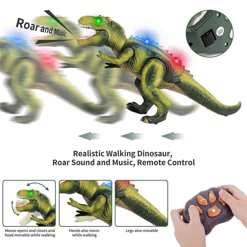 Moktan Sabai Remote Control T-Rex Dinosaur with Lights Sounds Walking RC Toy