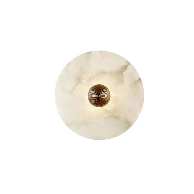 Moktan Sabai Alabaster LED Wall Light Brass Round Flush Mount 6"–14" Fixture Brass