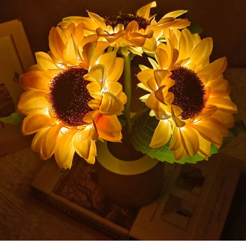 Moktan Sabai Sunflower LED Night Light USB Rechargeable Bedside Table Lamp Kids Room Decor