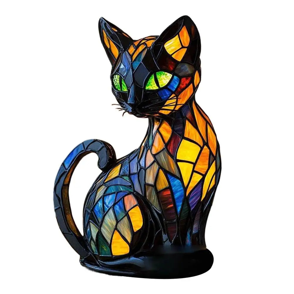 Moktan Sabai 3D Retro Magic Stained Glass Cat Lamp Nightstand LED Multi-Color Cute Gift 2025