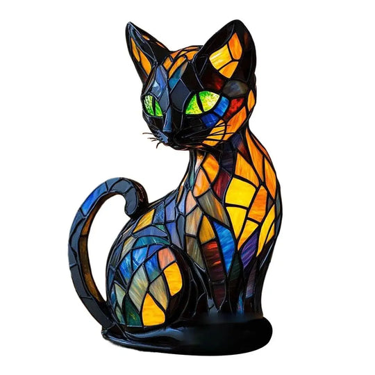 Moktan Sabai 3D Retro Magic Stained Glass Cat Lamp Nightstand LED Multi-Color Cute Gift 2025