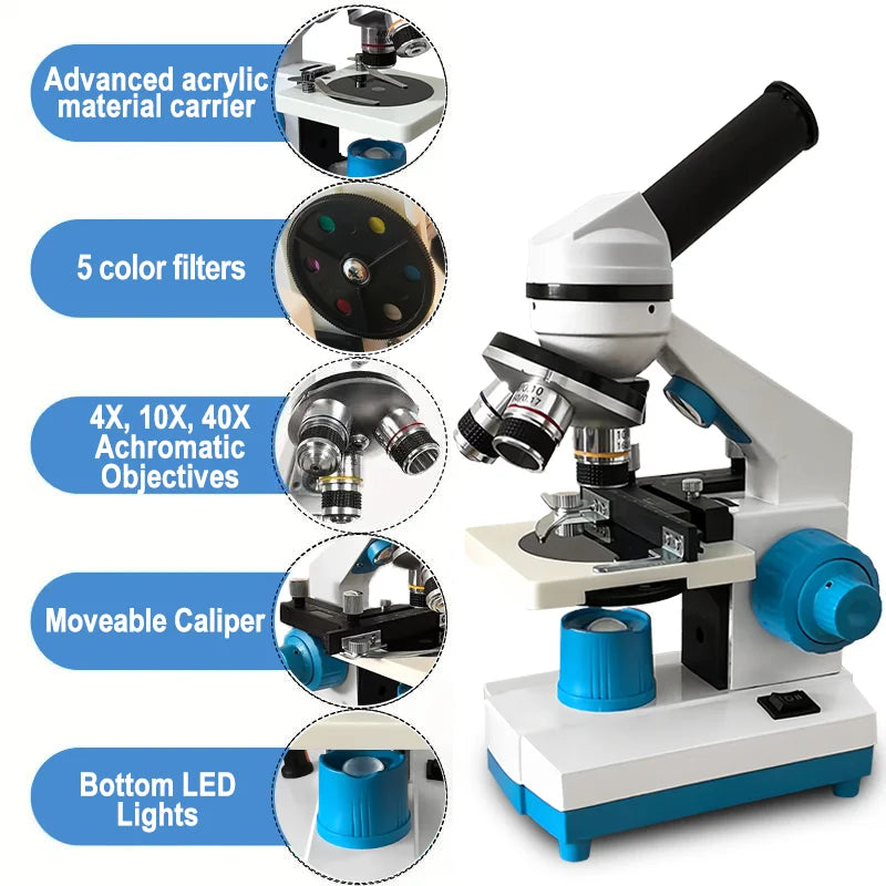 Moktan Sabai Student Microscope Dual LED with Moving Slide Stage for School Home Lab