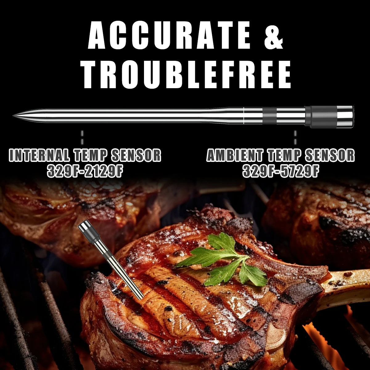 Moktan Sabai Smart Bluetooth BBQ Meat Thermometer Wireless Probe Grill Oven Alarm