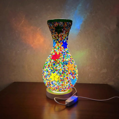 Turkish Mosaic Table Lamp Hand Inlaid Glass Mediterranean Bedroom Living Room Decor