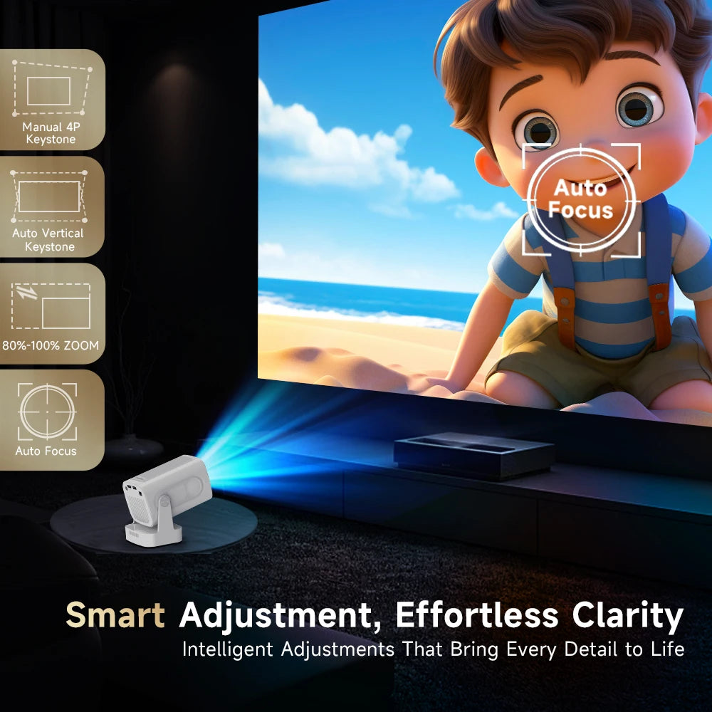 Moktan Sabai Android 11 4K Projector 1080P Auto Focus Dual WiFi BT5.4 Home Outdoor Movie