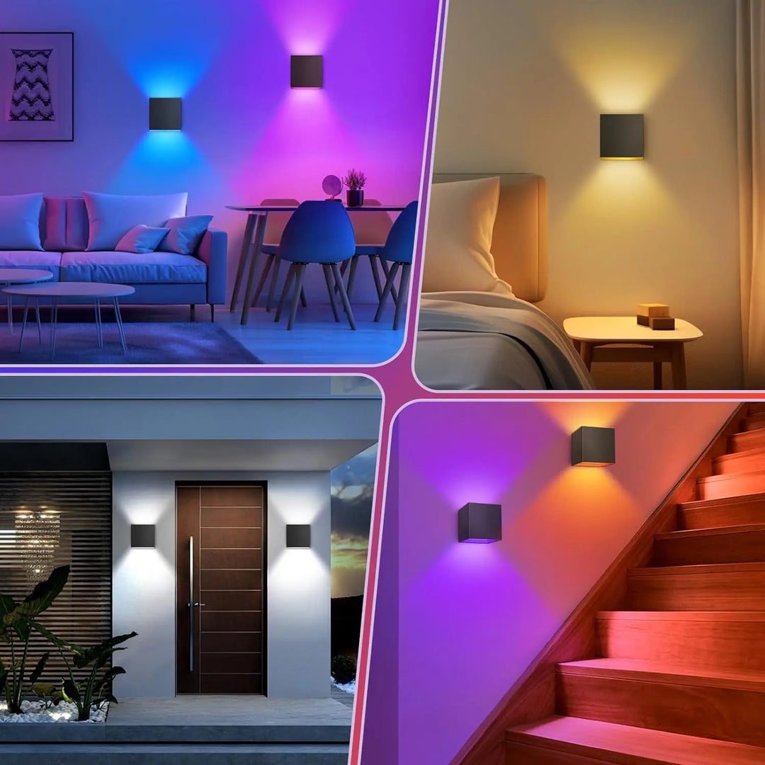Moktan Sabai 2 Pack Smart Outdoor Wall Lights RGBCW 10W LED Patio Lights App Voice Control