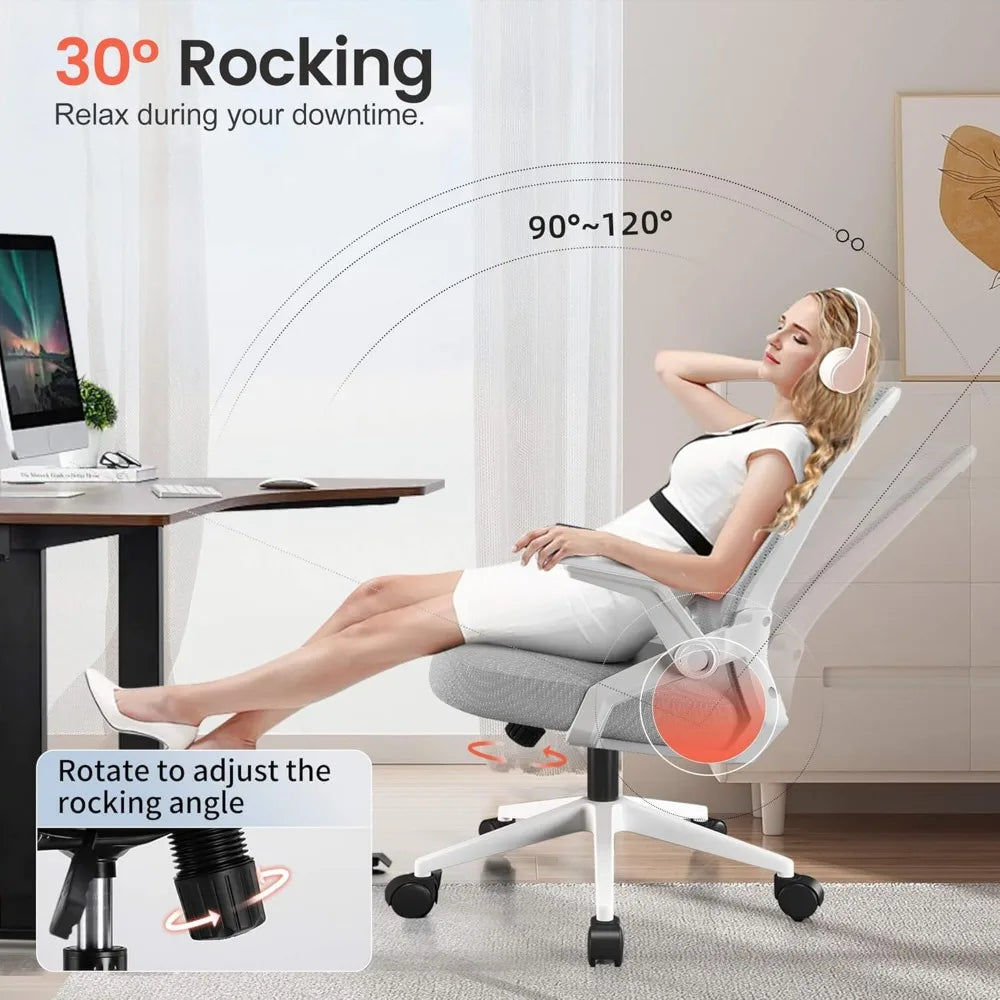 Moktan Sabai Ergonomic Mesh Office Chair Flip-Up Armrests Lumbar Support Wide Seat