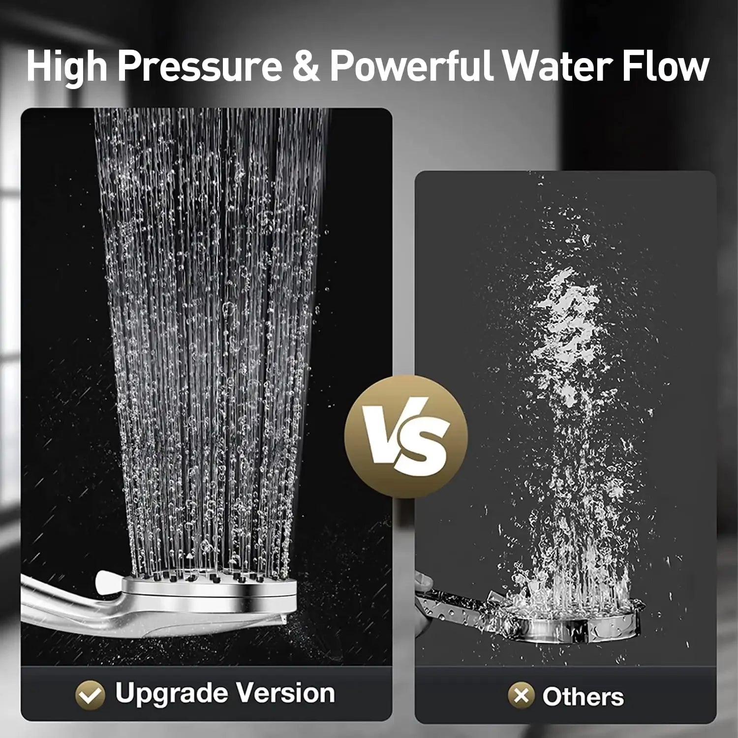 Moktan Sabai High Pressure Shower Head with Handheld & 10 Spray Modes, Stainless Steel Hose