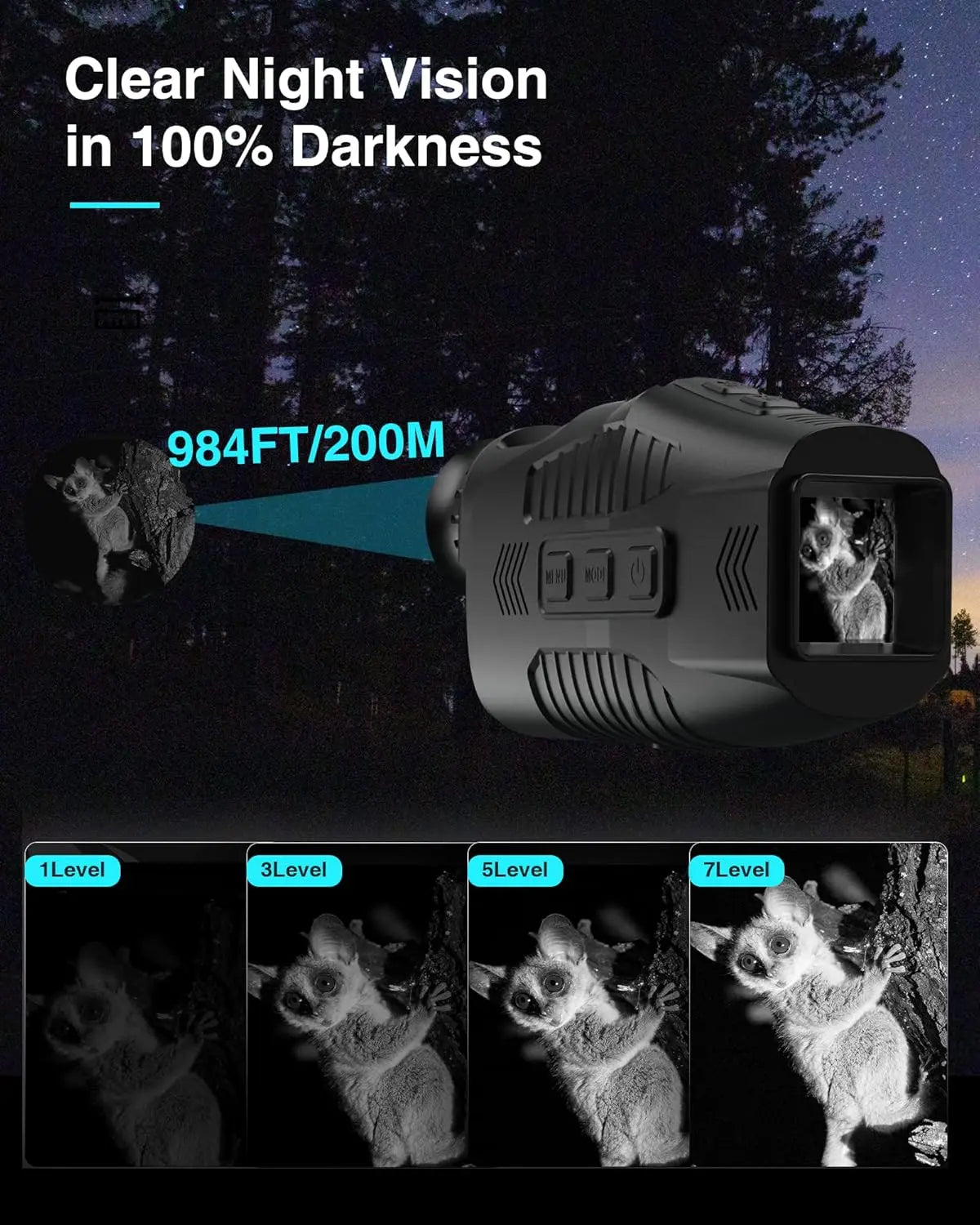 Moktan Sabai 1080P Night Vision Monocular with Infrared Zoom HD Hunting Telescope for Day/Night Use