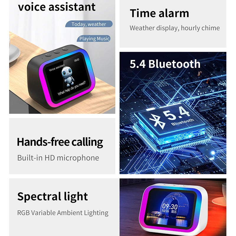 Moktan Sabai Smart Alarm Clock Bluetooth Speaker with Night Light Weather Display Music Player