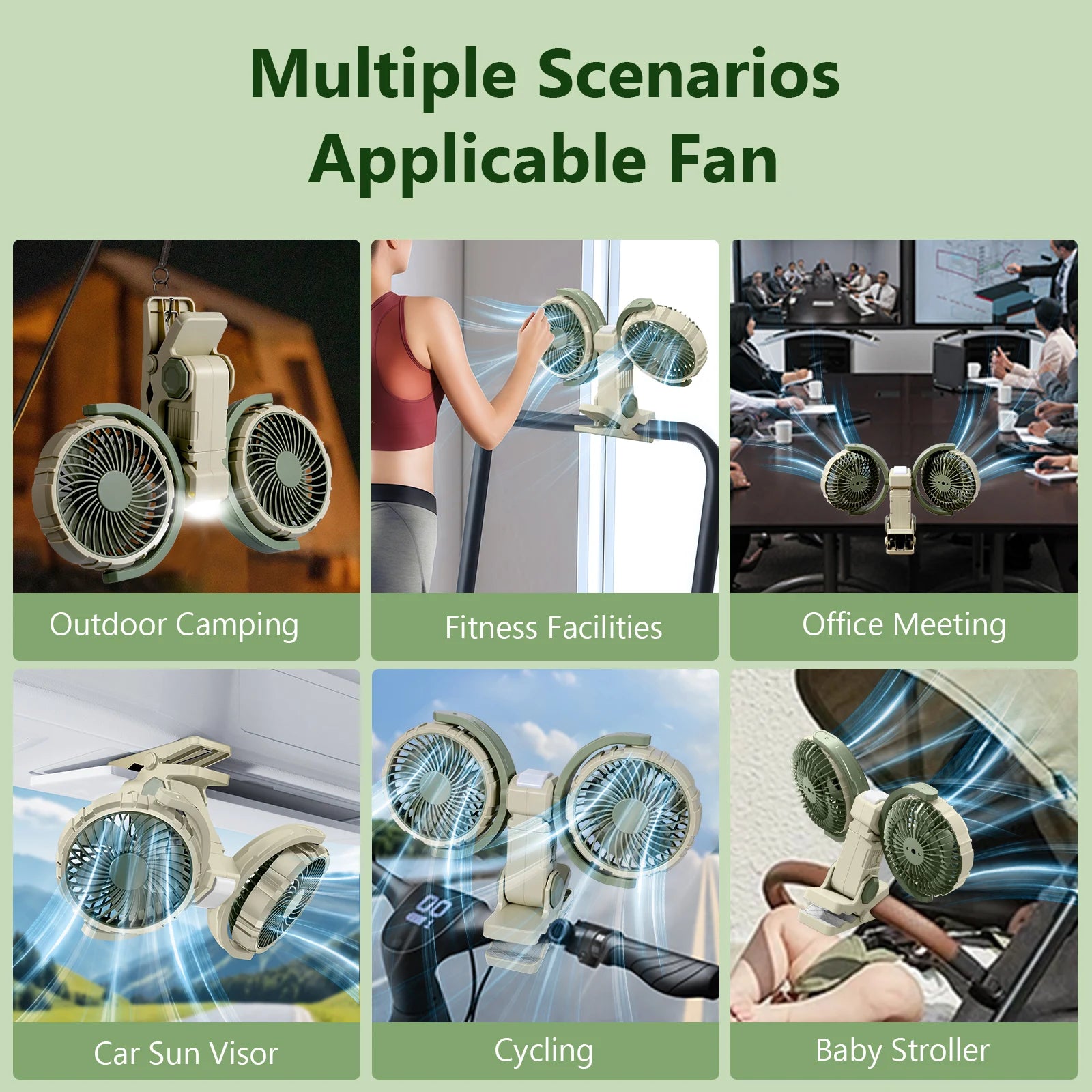 Moktan Sabai Cool Breeze | Portable Car Fan with Dual Heads & Rechargeable Battery | Adjustable Speed for Comfortable Travel