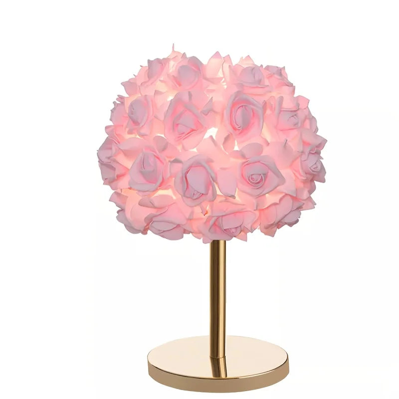 Moktan Sabai LED Rose Flower Table Lamp Bedside Night Light Metal Base Living Room Decor