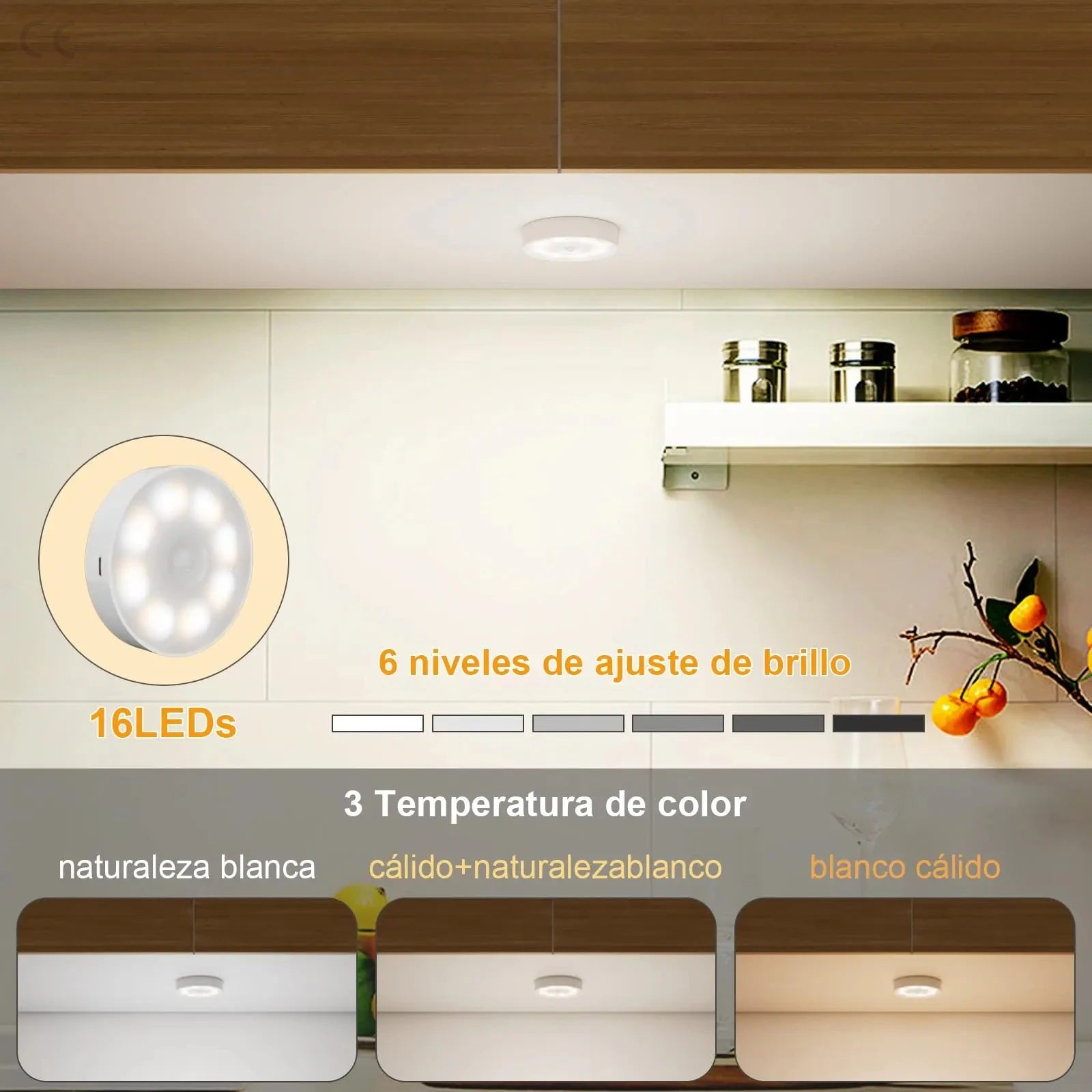 Moktan Sabai Motion Sensor Magnetic LED Night Light USB Rechargeable Wireless Closet Cabinet Lamp