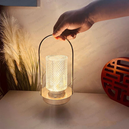 Wireless Crystal LED Table Lamp – Rechargeable Touch Night Light for Bedroom Bar