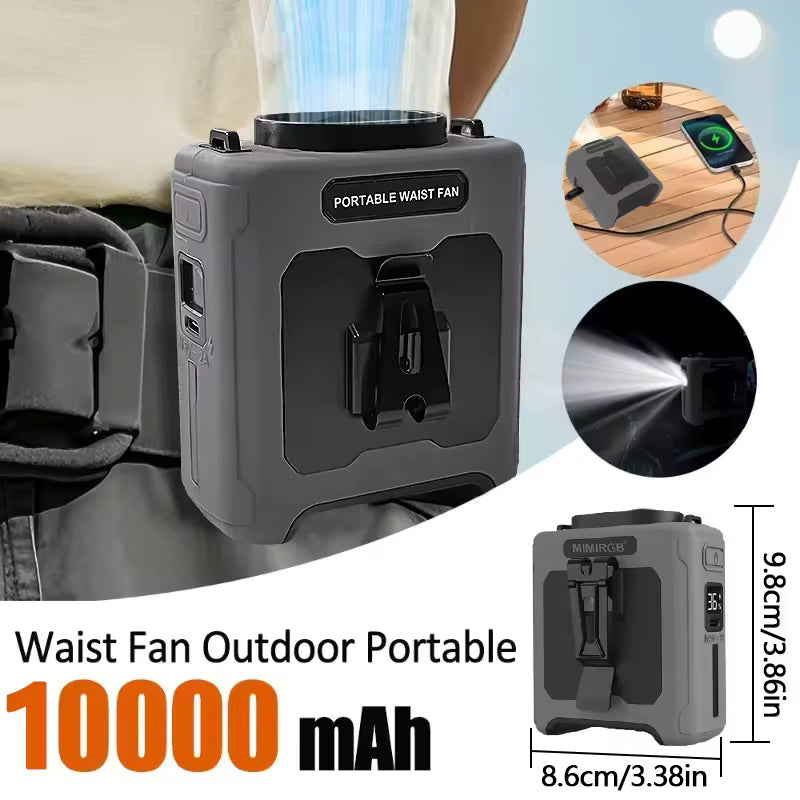 Moktan Sabai Cooling Companion | Portable Waist Fan with 8000mAh Battery | 100-Speed Adjustable for Ultimate Comfort