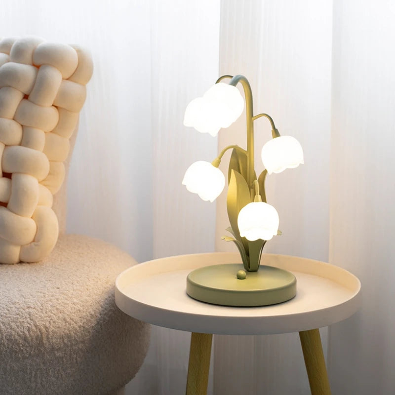 Moktan Sabai Vintage Floral Table Lamp 5 Lily Nightstand Lamp G4 LED 3 Colors Bedroom Decor