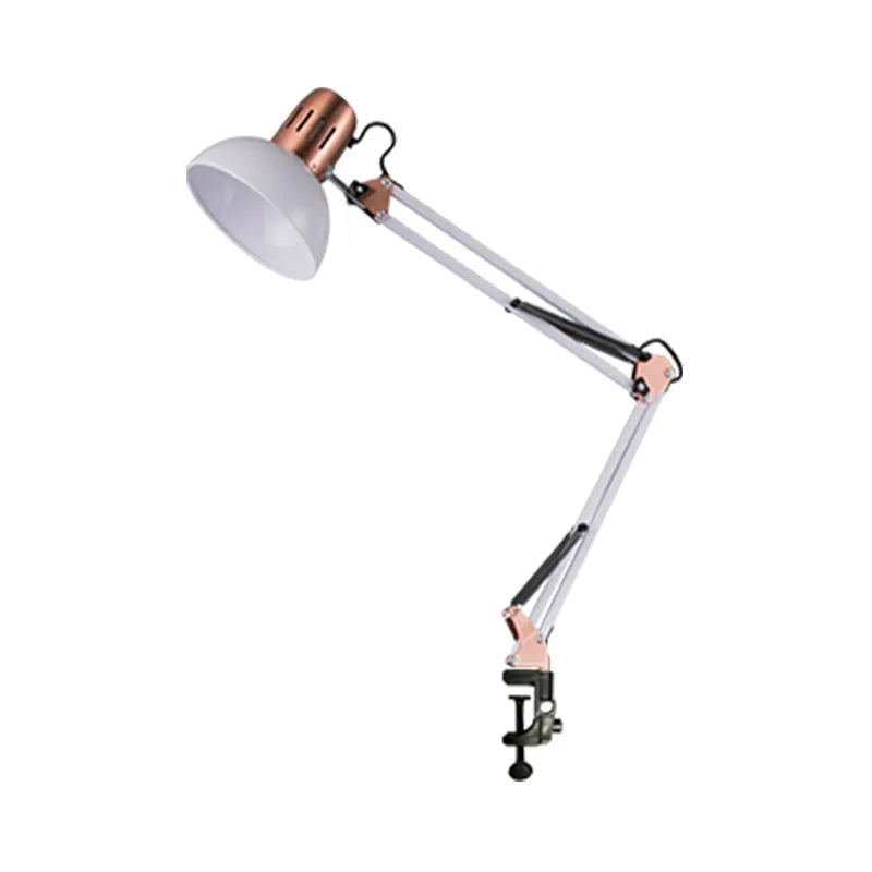 Moktan Sabai Industrial Foldable LED Table Lamp with Clamp Telescopic Swing Arm for Desk White