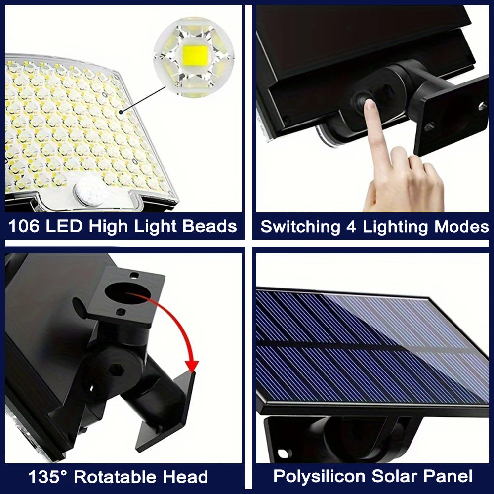 Moktan Sabai 106LED Solar Motion Sensor Outdoor Light Waterproof Security Wall Flood Lamp