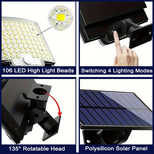 Moktan Sabai 106LED Solar Motion Sensor Outdoor Light Waterproof Security Wall Flood Lamp