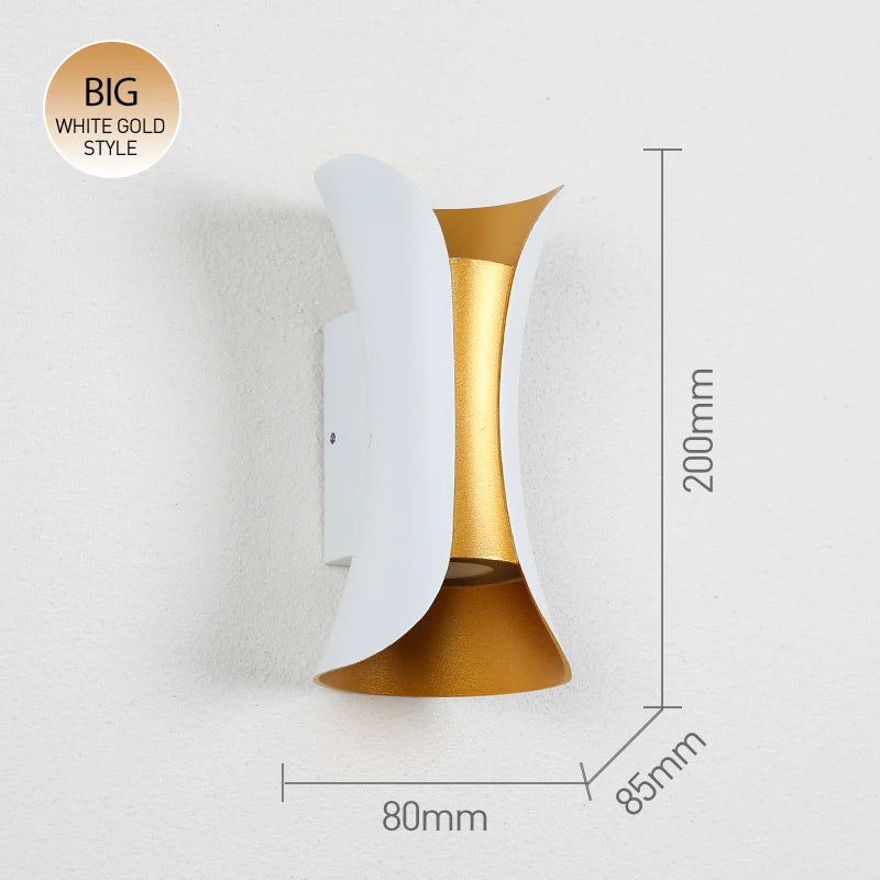 Moktan Sabai IP65 LED Outdoor Wall Light – 6W/10W Waterproof Aluminum Sconce for Porch Garden White Gold 20cm 10W