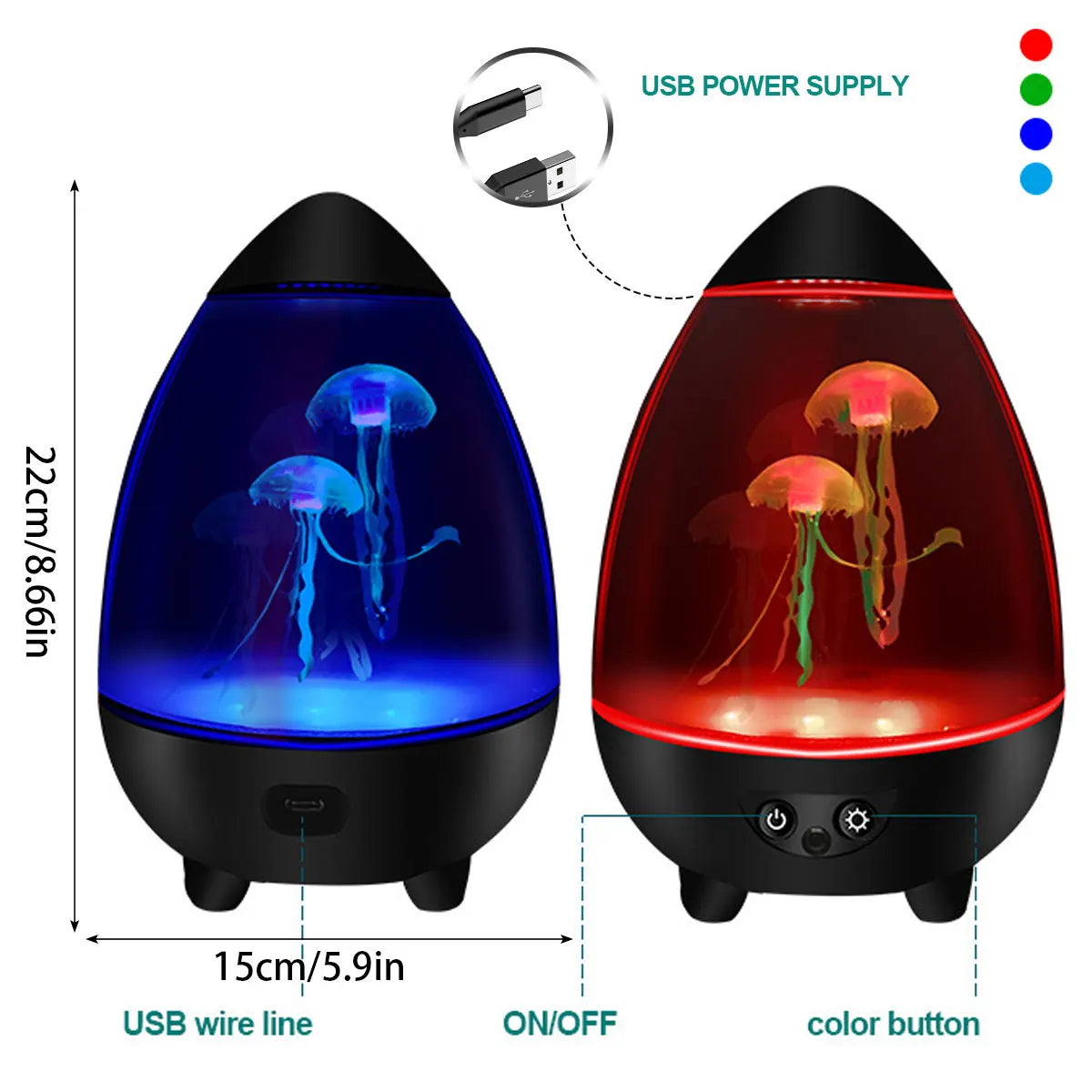 Moktan Sabai LED Jellyfish Lamp RGB Mood Light USB Night Light with Remote Aquarium Desk Decor