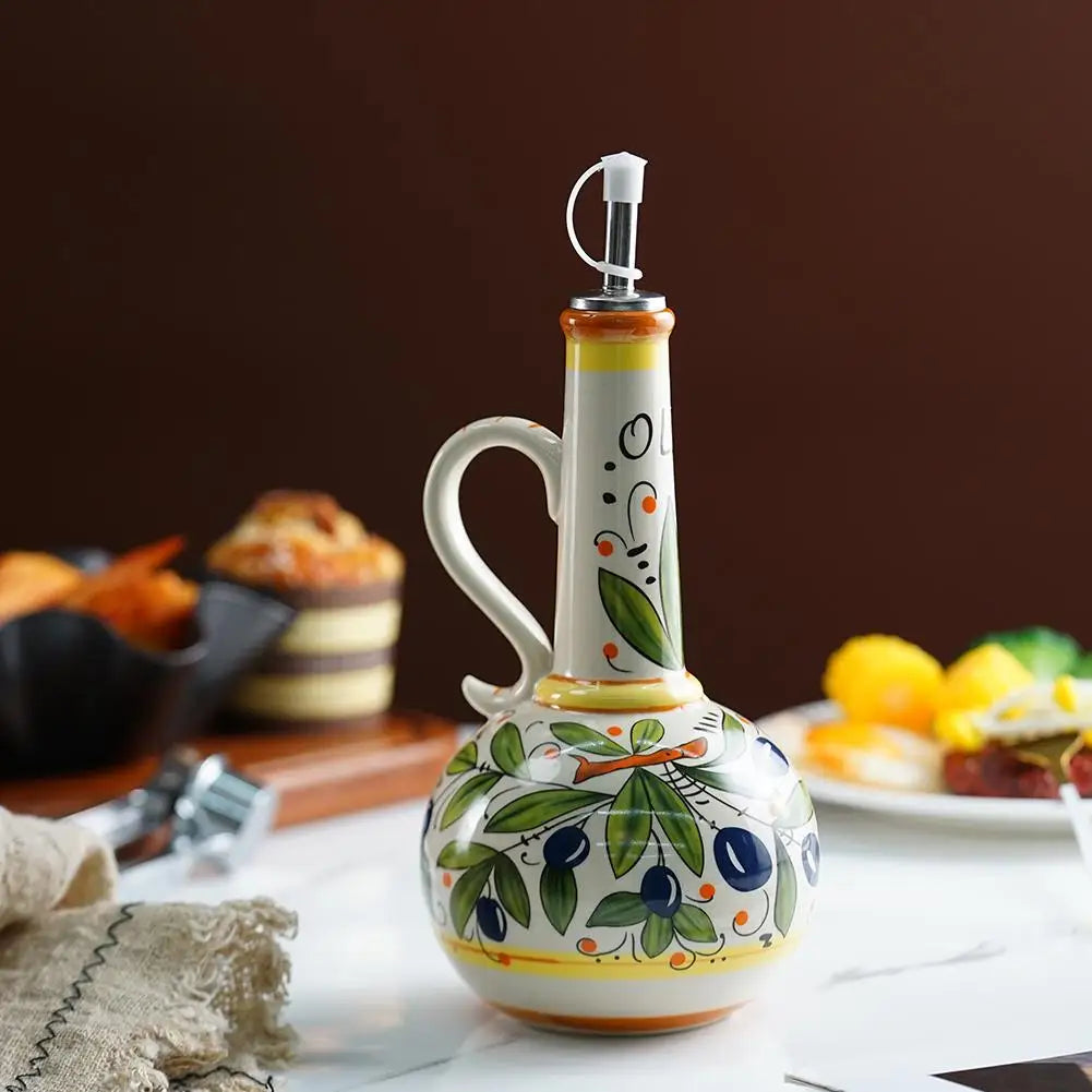 Moktan Sabai Ceramic Olive Oil Bottle | Mediterranean Dispenser
