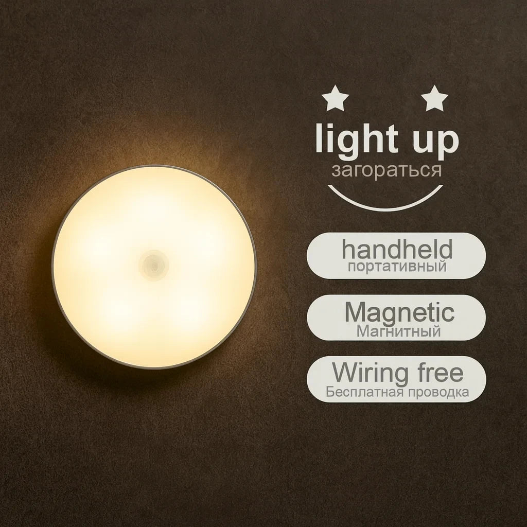 Moktan Sabai Motion Sensor Magnetic LED Night Light USB Rechargeable Wireless Closet Cabinet Lamp