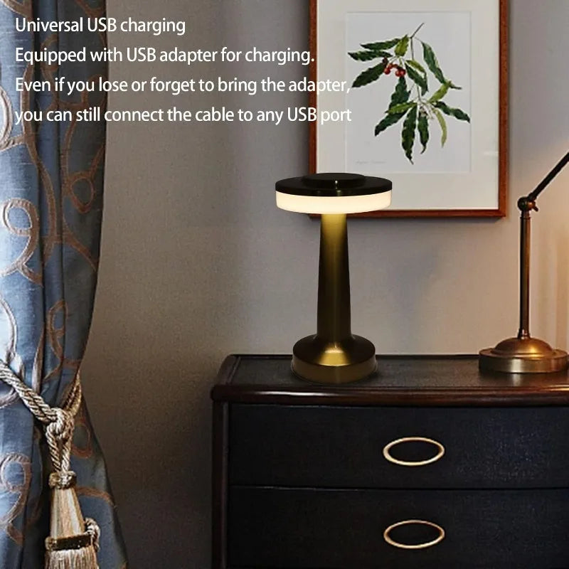 Moktan Sabai Metal Touch Table Lamp USB Rechargeable Portable Bedside Night Light for Bar